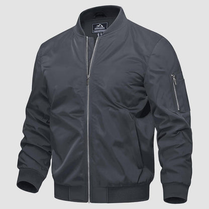 Men's Quilted Bomber Jacket Windproof Nylon Black