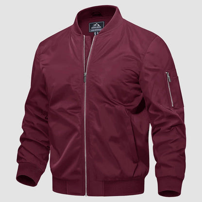 Men's Quilted Bomber Jacket Windproof Nylon Black