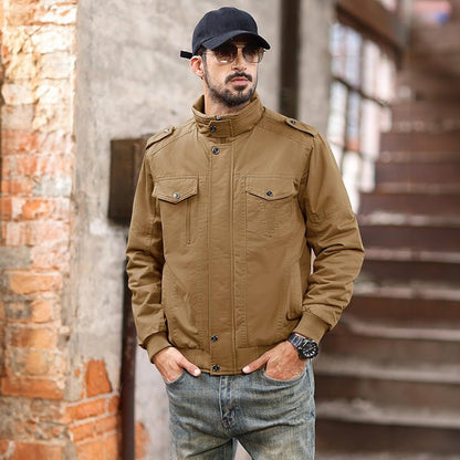 Men's Cotton Military Bomber Jacket Lightweight Zip-Up