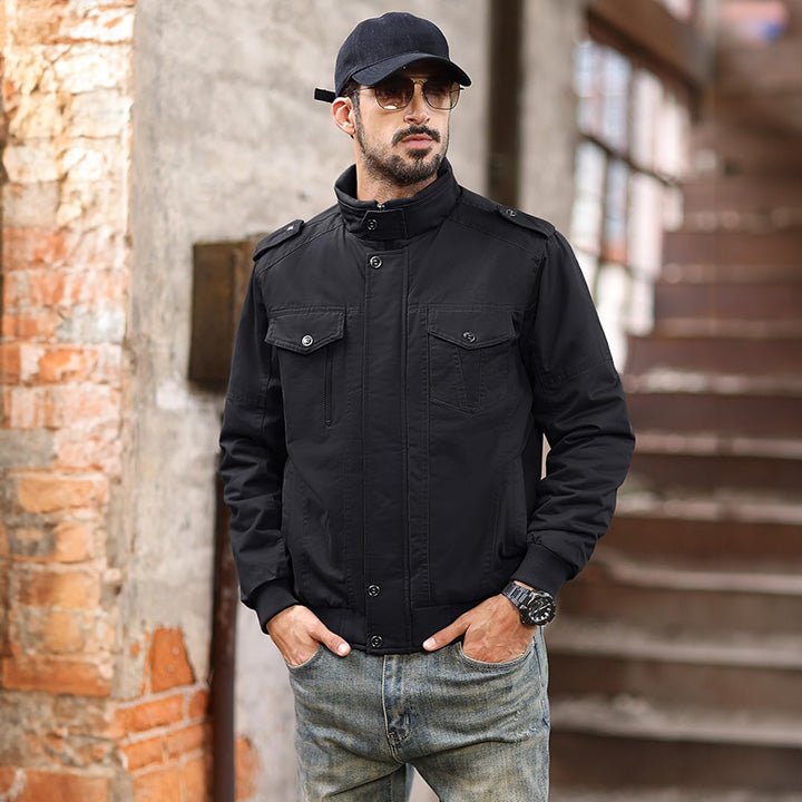 Men's Cotton Military Bomber Jacket Lightweight Zip-Up