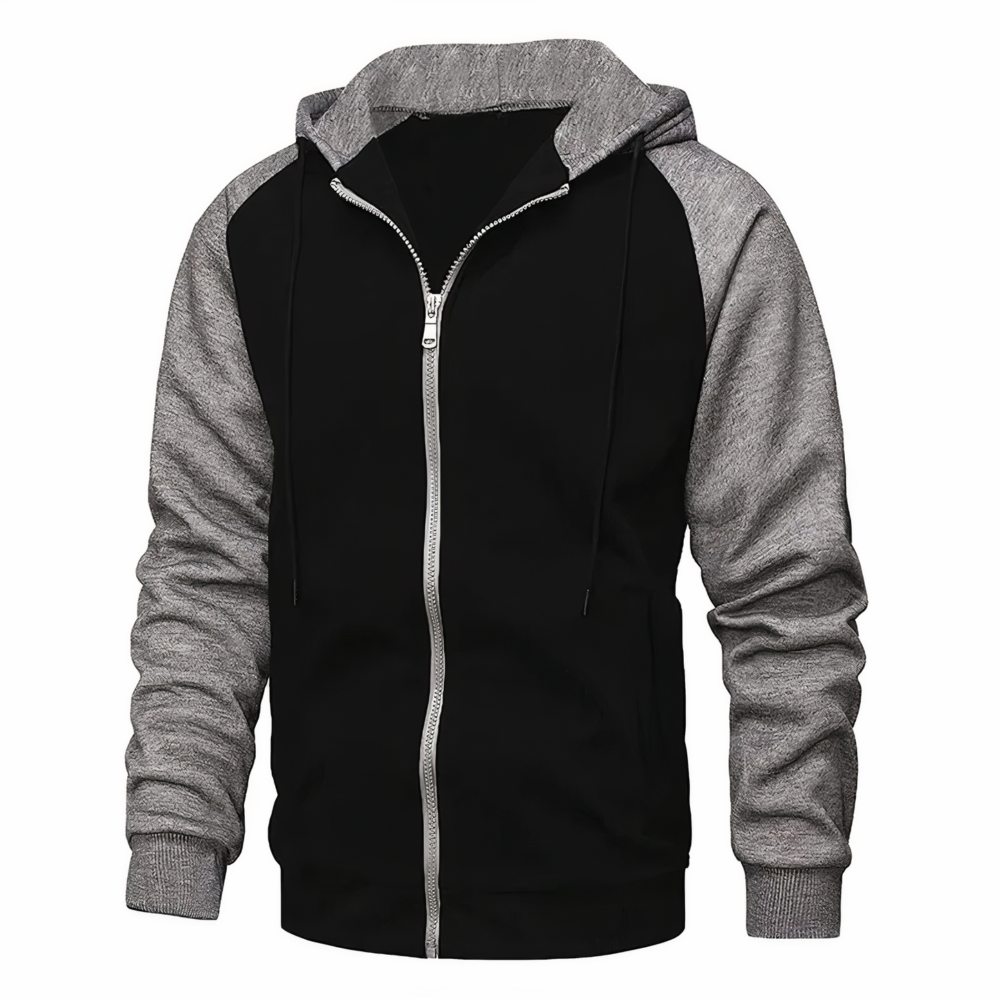 Men's Zip-Up Hoodie Raglan Sleeves Grey