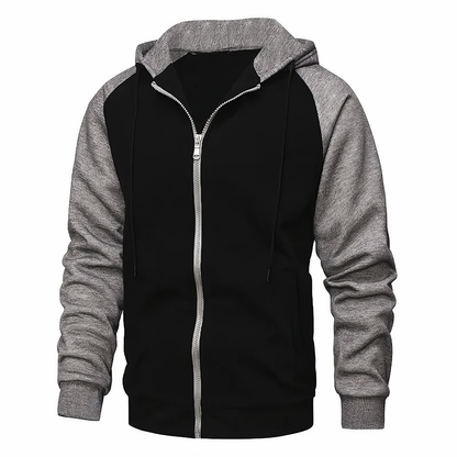 Men's Zip-Up Hoodie Raglan Sleeves Grey