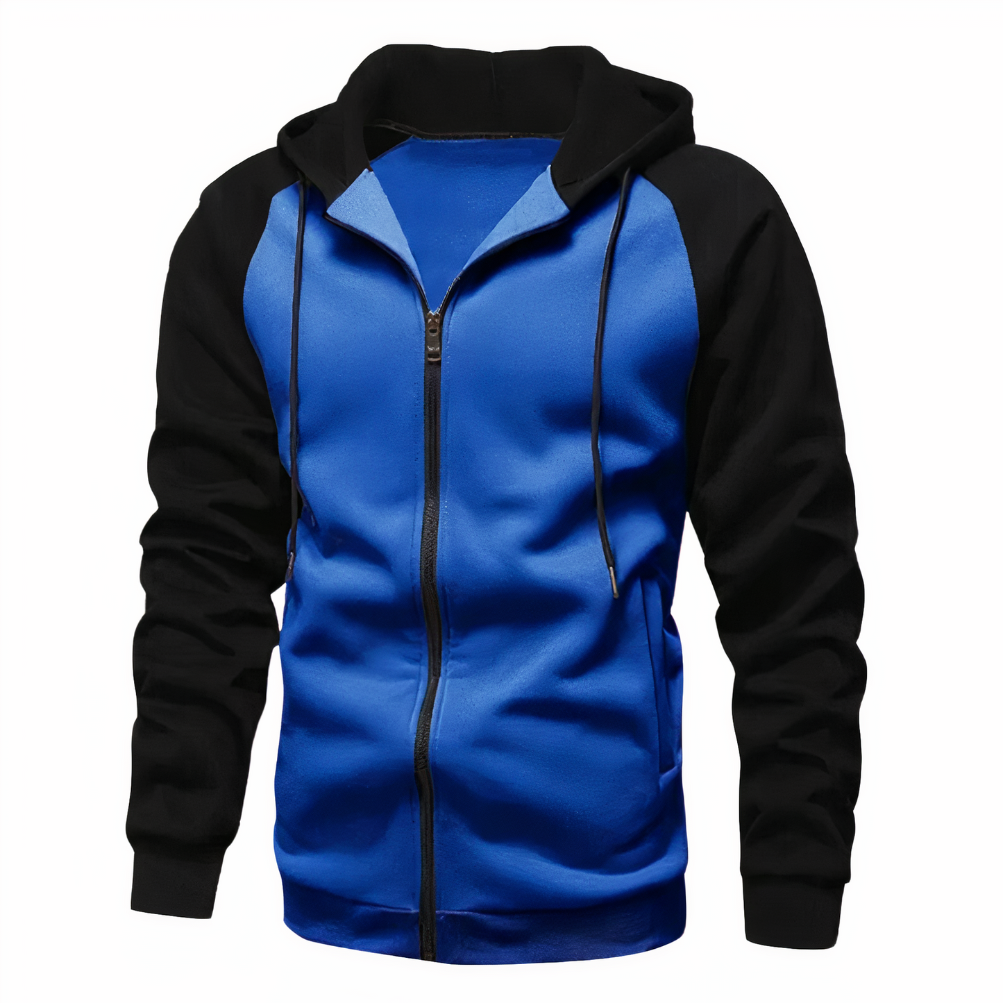 Men's Zip-Up Hoodie Raglan Sleeves Grey