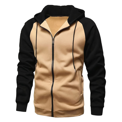 Men's Zip-Up Hoodie Raglan Sleeves Grey