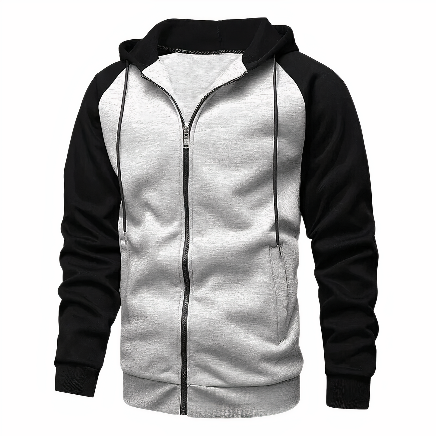 Men's Zip-Up Hoodie Raglan Sleeves Grey
