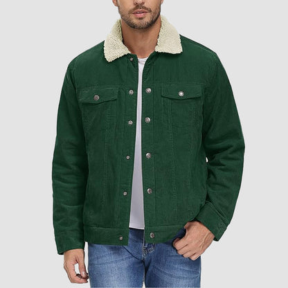 Men's Corduroy Jacket Sherpa Lined Warm Brown