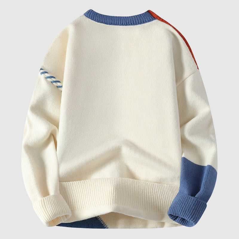 mens-crewneck-knit-sweater-with-patchwork-panels-and-cable-stitching-4