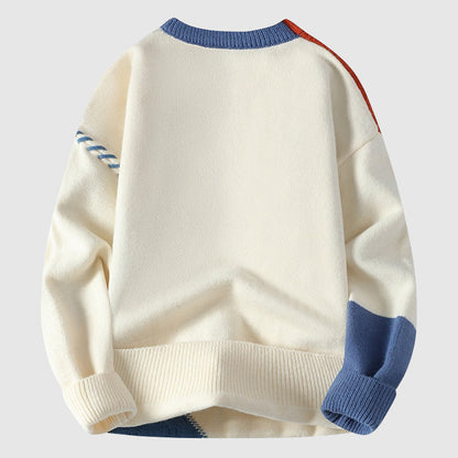 mens-crewneck-knit-sweater-with-patchwork-panels-and-cable-stitching-4