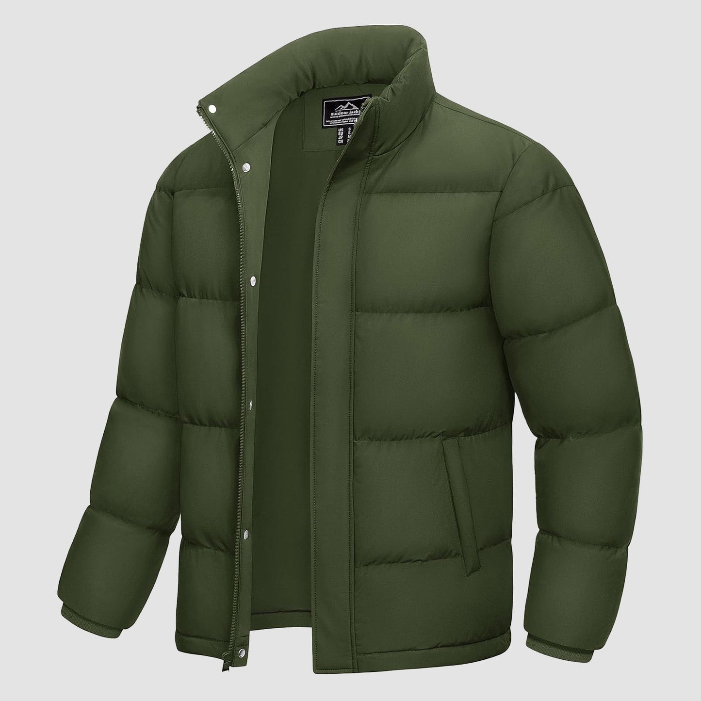 Men's Down Puffer Jacket Water-Resistant Insulated Black