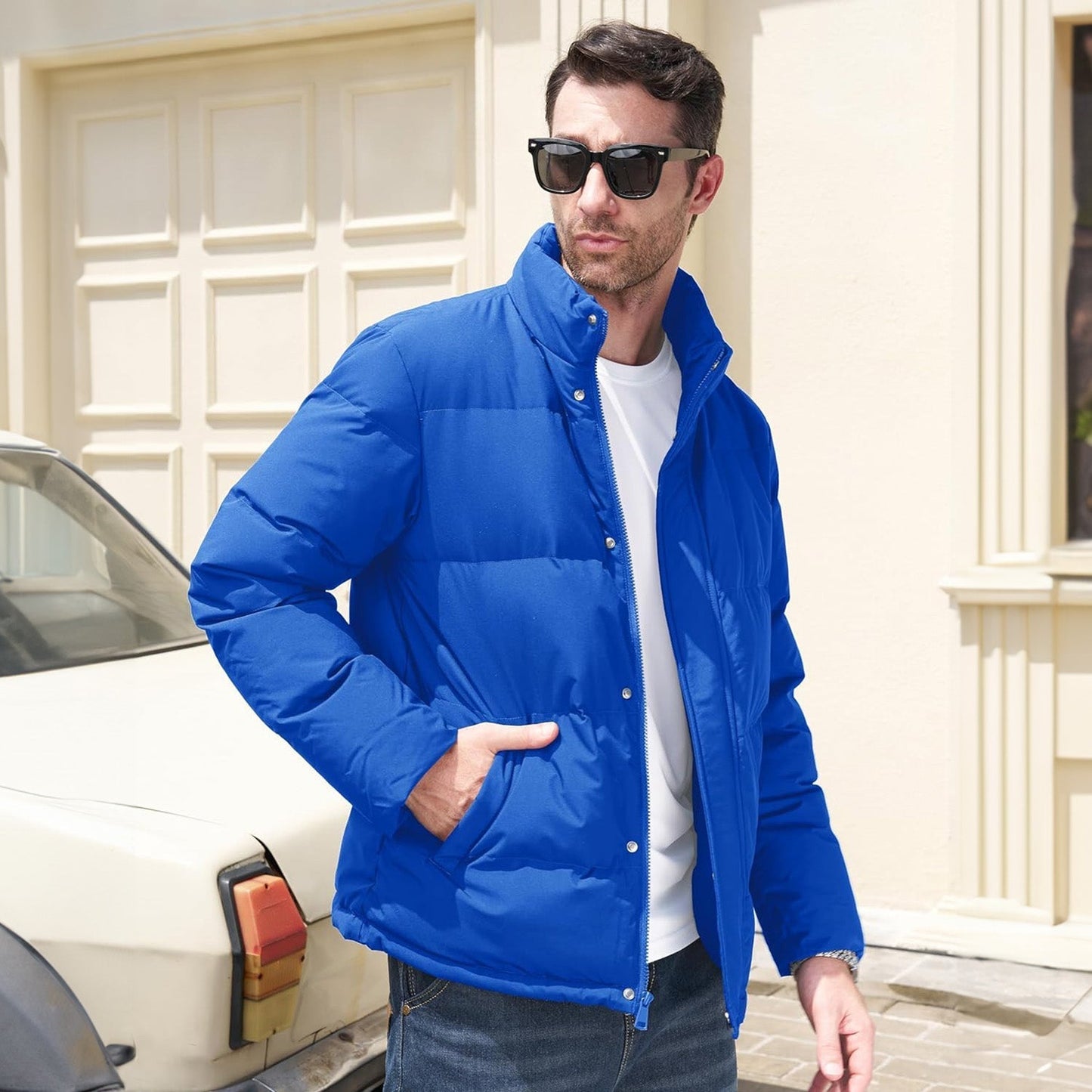 Men's Down Puffer Jacket Water-Resistant Insulated Black