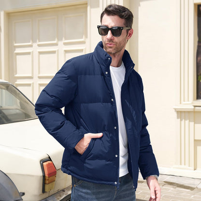 Men's Down Puffer Jacket Water-Resistant Insulated Black
