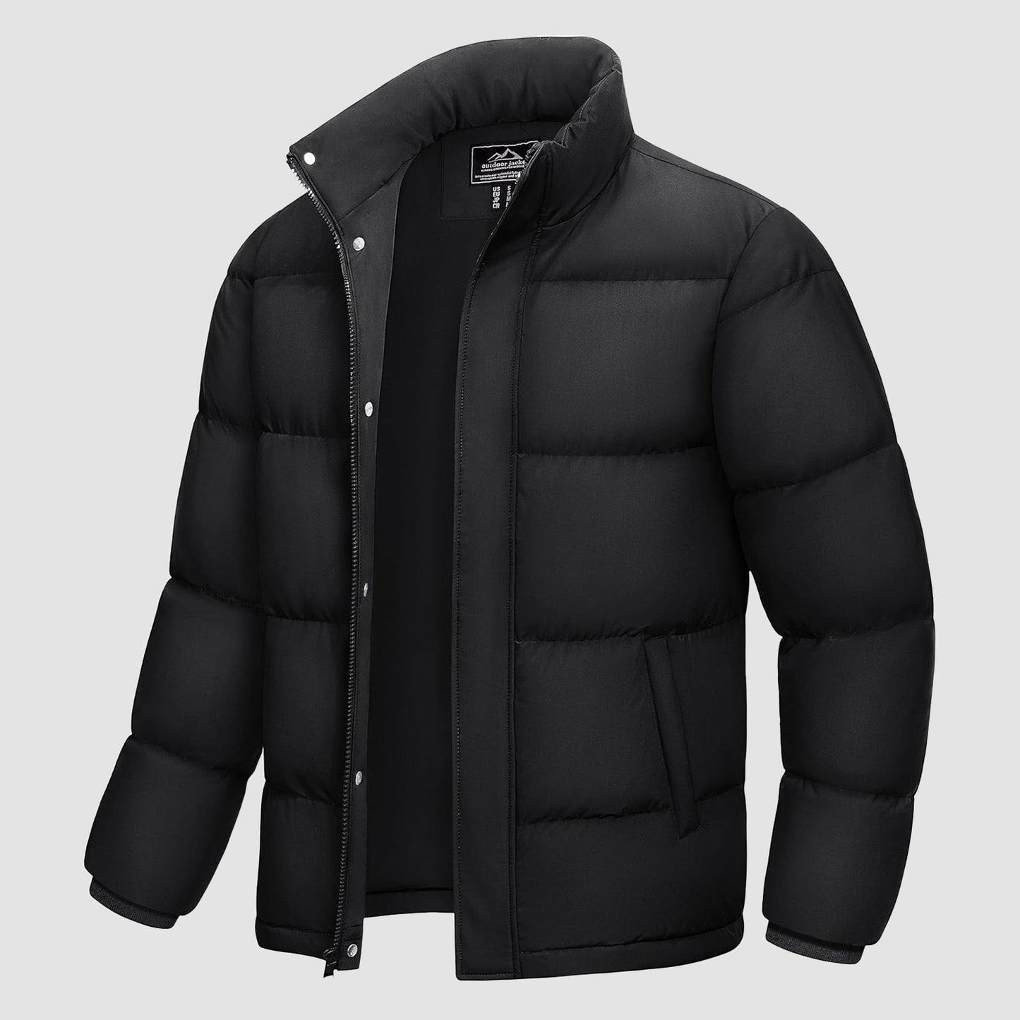 Men's Down Puffer Jacket Water-Resistant Insulated Black - VibreMode