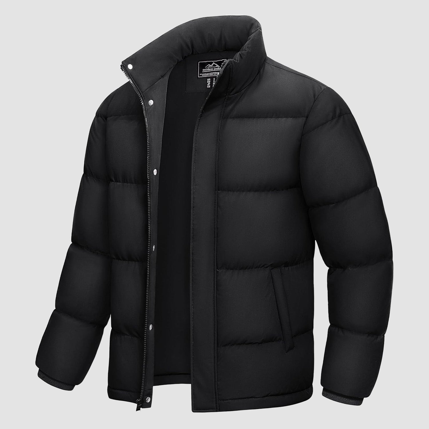 Men's Down Puffer Jacket Water-Resistant Insulated Black - VibreMode
