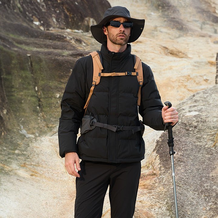 Men's Down Puffer Jacket Water-Resistant Insulated Black
