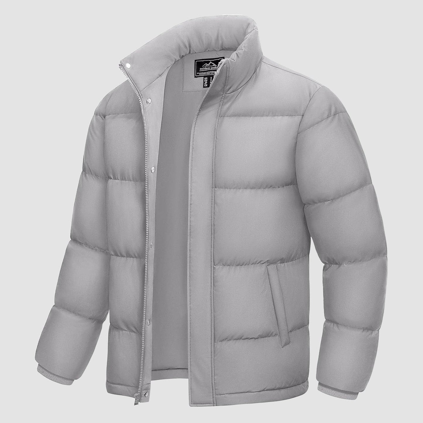 Men's Down Puffer Jacket Water-Resistant Insulated Black