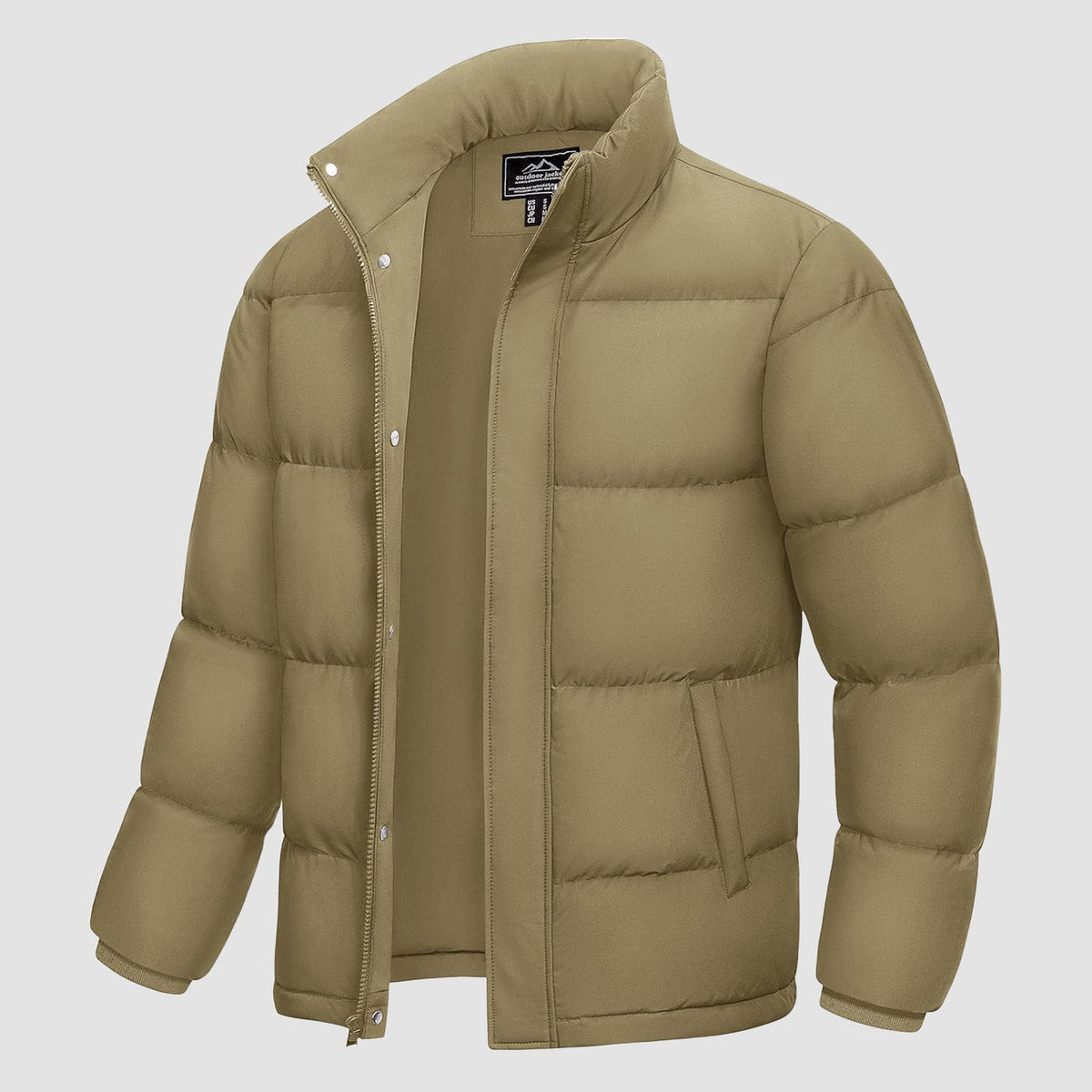 Men's Down Puffer Jacket Water-Resistant Insulated Black