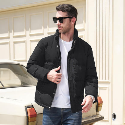 Men's Down Puffer Jacket Water-Resistant Insulated Black