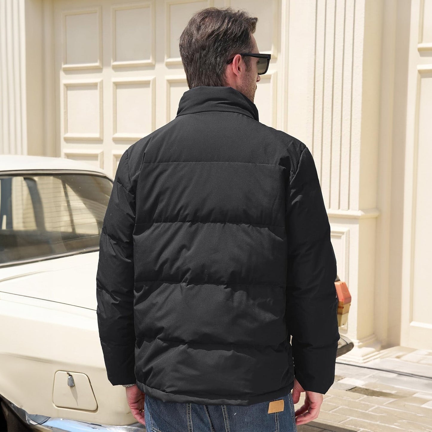 Men's Down Puffer Jacket Water-Resistant Insulated Black