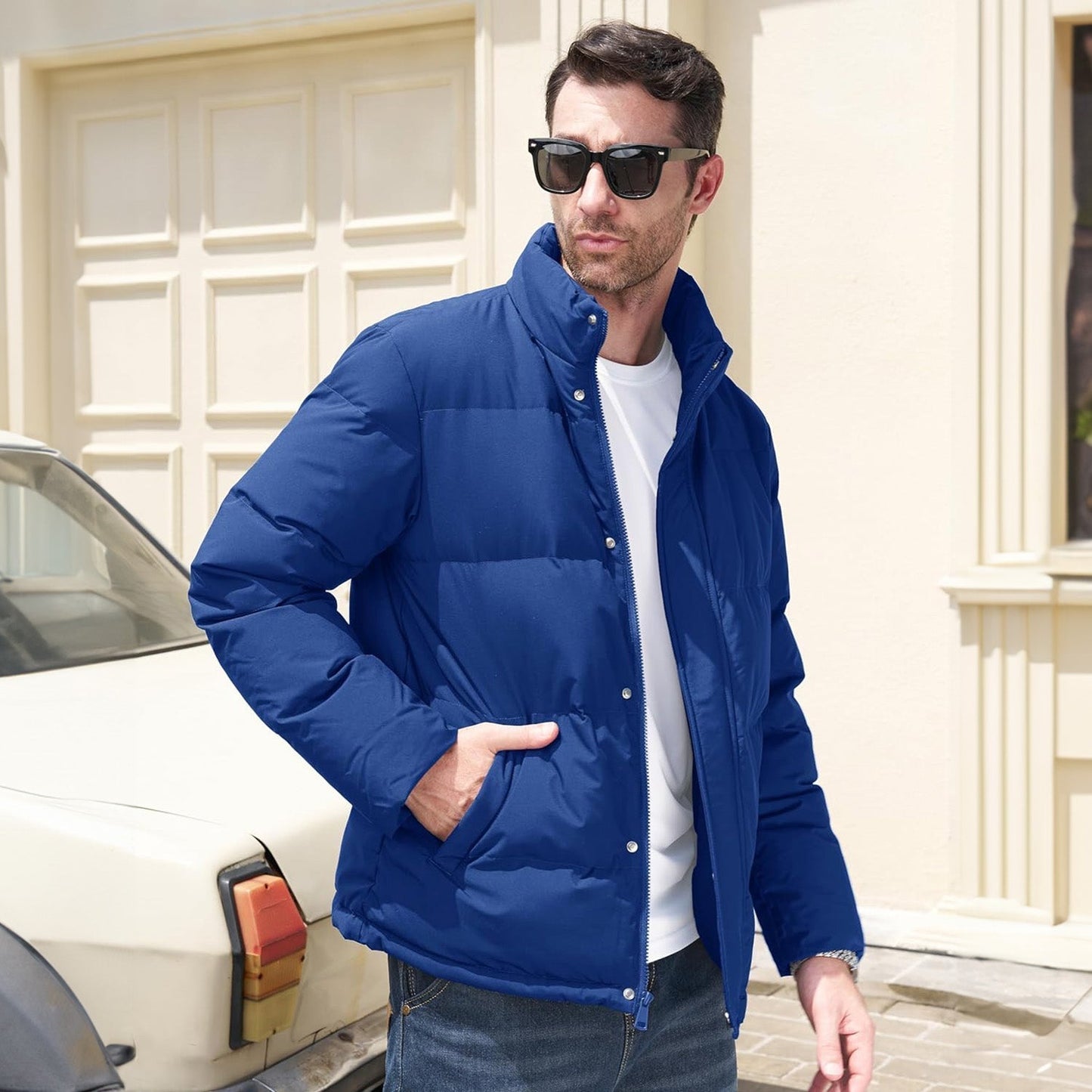 Men's Down Puffer Jacket Water-Resistant Insulated Black