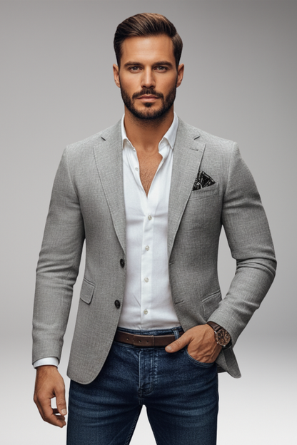Men's Tailored Blazer Notch Lapel Buttons