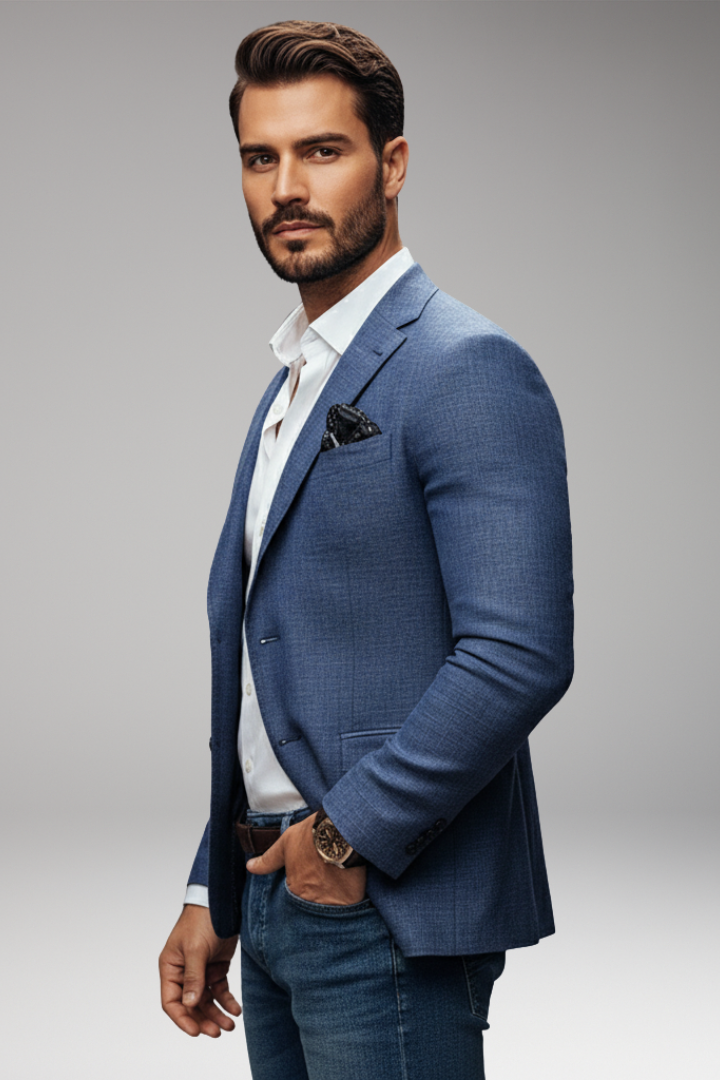 Men's Tailored Blazer Notch Lapel Buttons