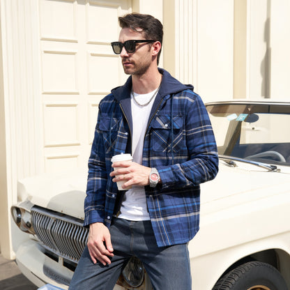 Men's Flannel Jacket 5 Pocket Removable Hood