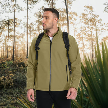 Men's Softshell Jacket Waterproof Fleece Lined Black
