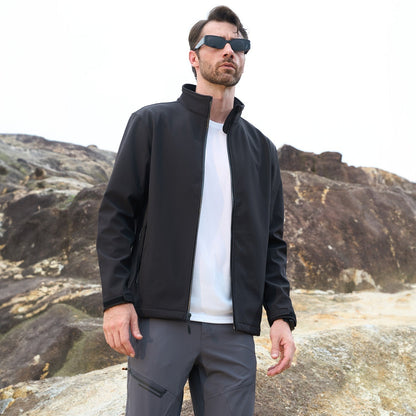 Men's Softshell Jacket Waterproof Fleece Lined Black