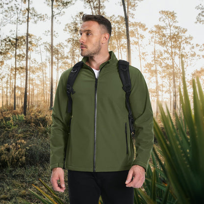 Men's Softshell Jacket Waterproof Fleece Lined Black