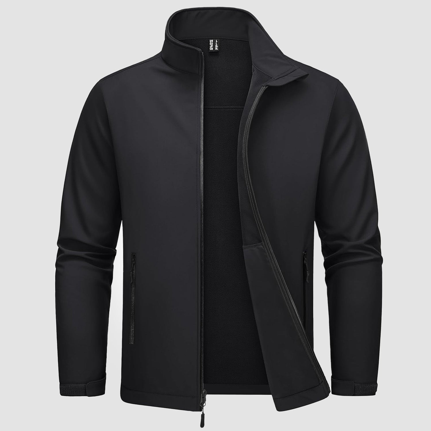 Men's Softshell Jacket Waterproof Fleece Lined Black - VibreMode