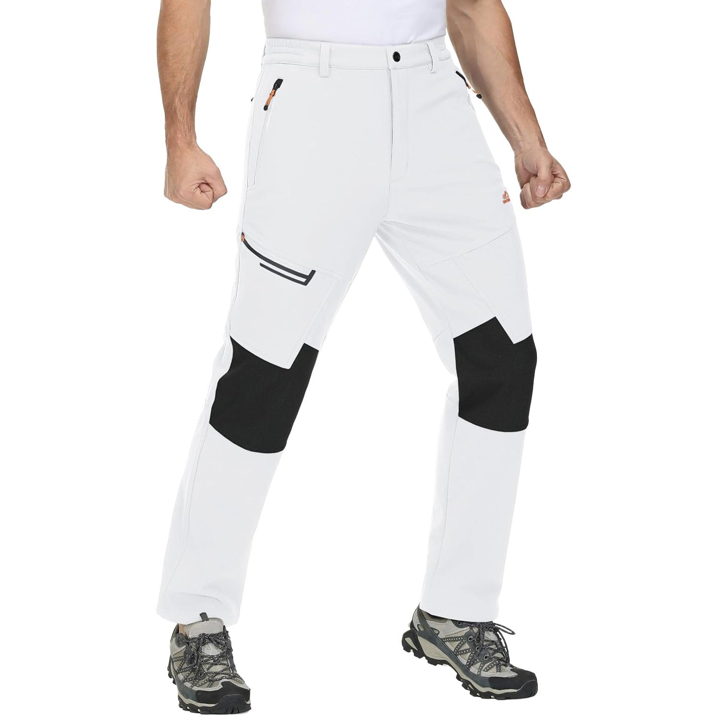 Men's Fleece-Lined Ski Pants Water-Resistant 4 Zip Pockets