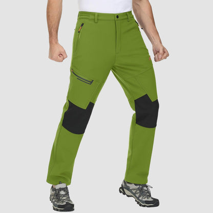 Men's Fleece-Lined Ski Pants Water-Resistant 4 Zip Pockets