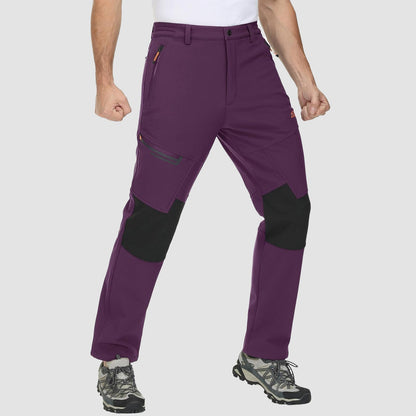 Men's Fleece-Lined Ski Pants Water-Resistant 4 Zip Pockets