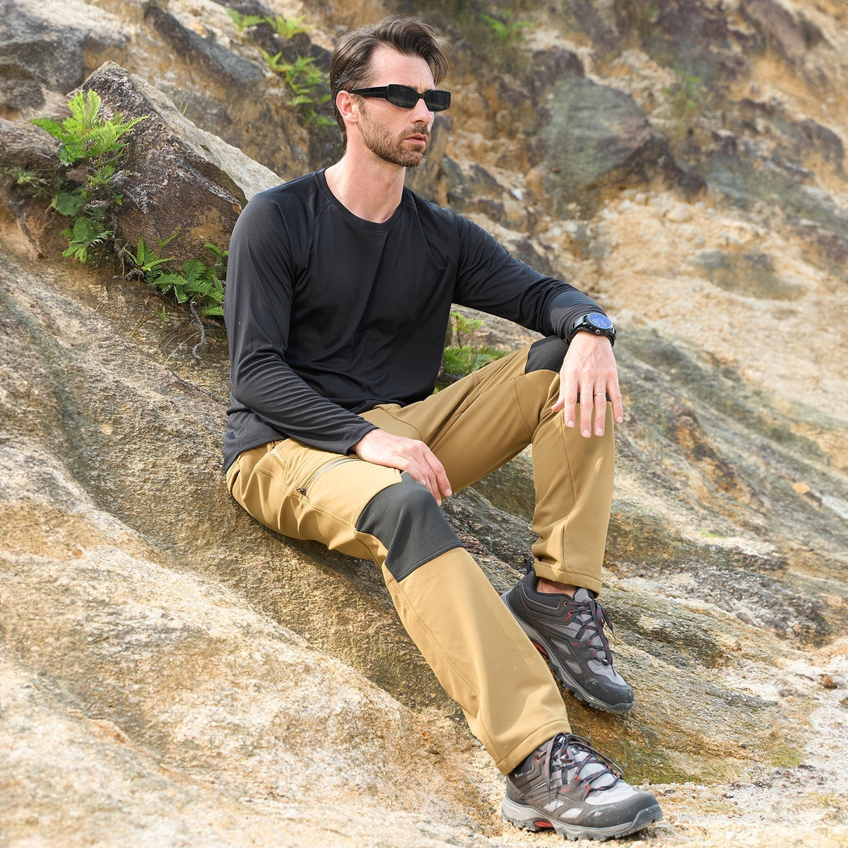 Men's Fleece-Lined Ski Pants Water-Resistant 4 Zip Pockets