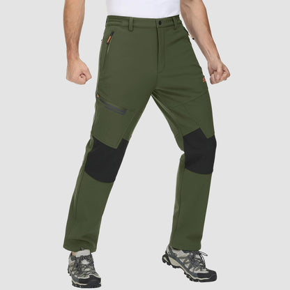 Men's Fleece-Lined Ski Pants Water-Resistant 4 Zip Pockets