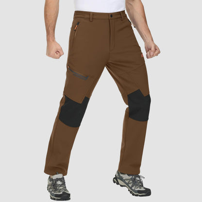 Men's Fleece-Lined Ski Pants Water-Resistant 4 Zip Pockets