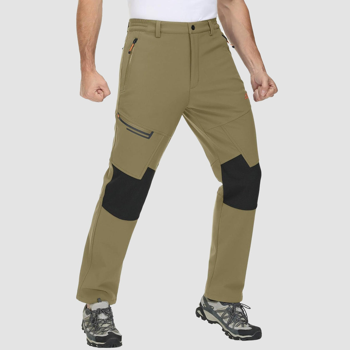 Men's Fleece-Lined Ski Pants Water-Resistant 4 Zip Pockets