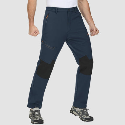 Men's Fleece-Lined Ski Pants Water-Resistant 4 Zip Pockets