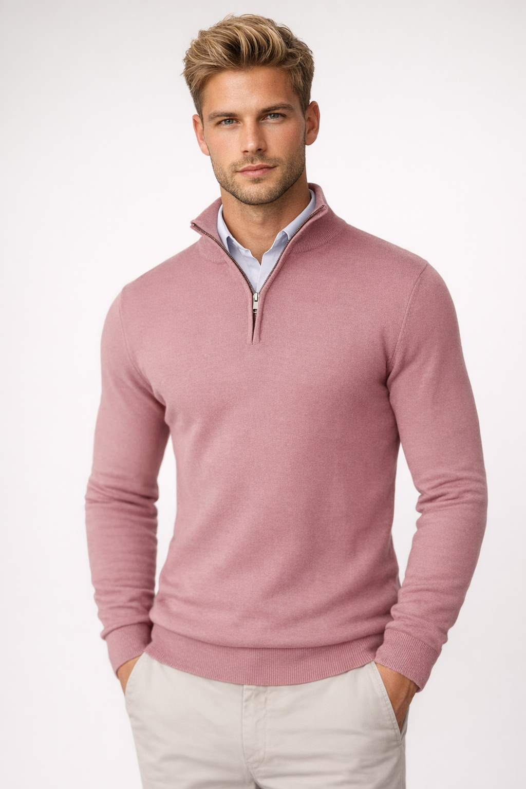 mens-knit-sweater-with-half-zip-and-high-neck-3
