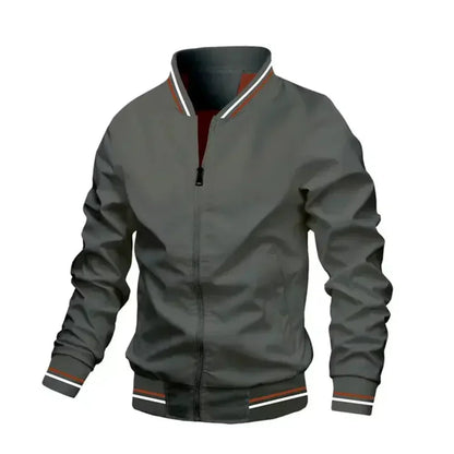 Men's Striped Bomber Jacket Lightweight Breathable
