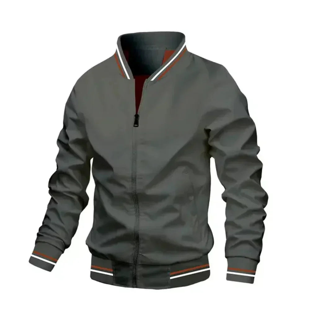 Men's Striped Bomber Jacket Lightweight Breathable