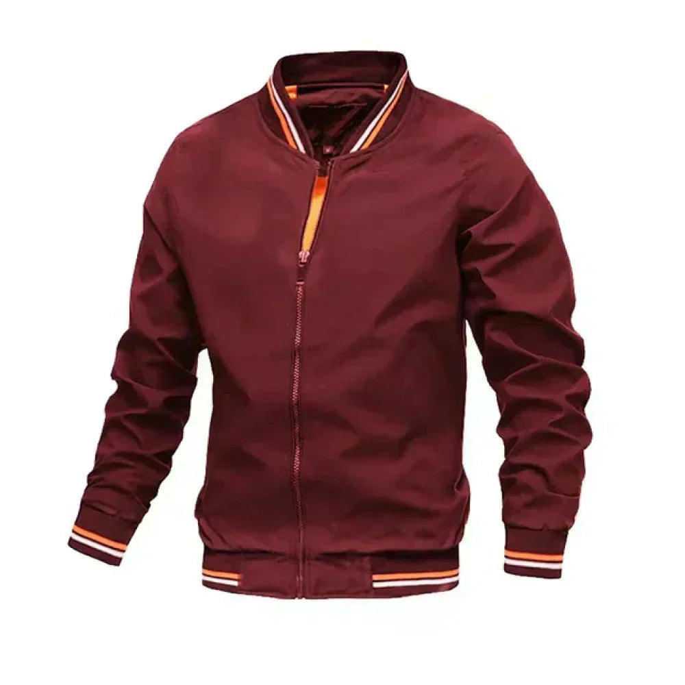 Men's Striped Bomber Jacket Lightweight Breathable
