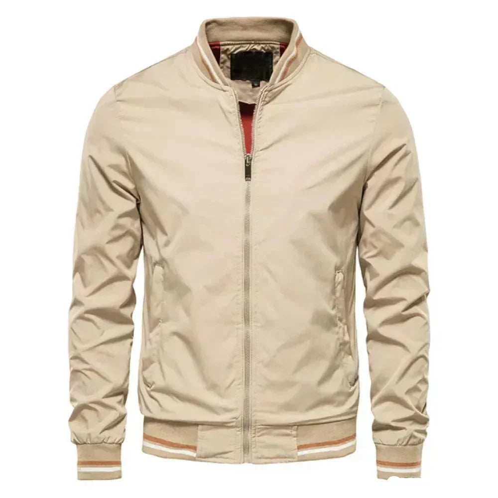 Men's Striped Bomber Jacket Lightweight Breathable