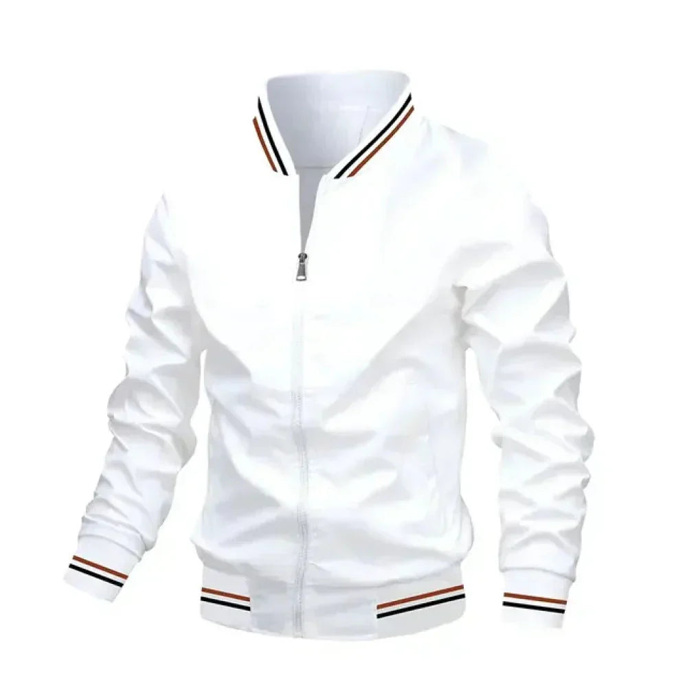 Men's Striped Bomber Jacket Lightweight Breathable