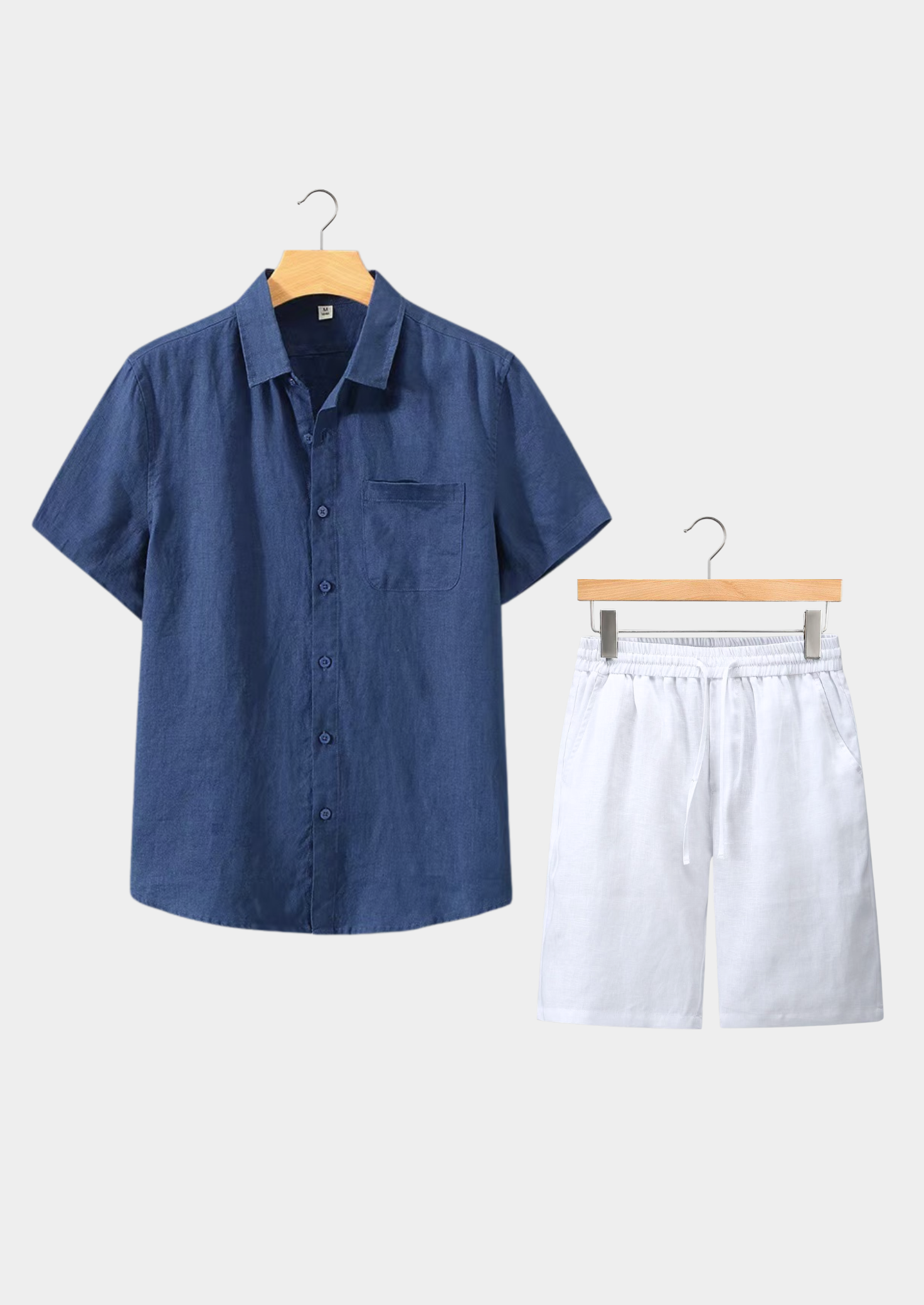 Men's Linen Shirt And Shorts Set - VibreMode