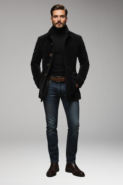 Men's Corduroy Jacket Button Front Collar