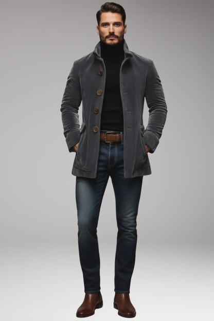 Men's Corduroy Jacket Button Front Collar