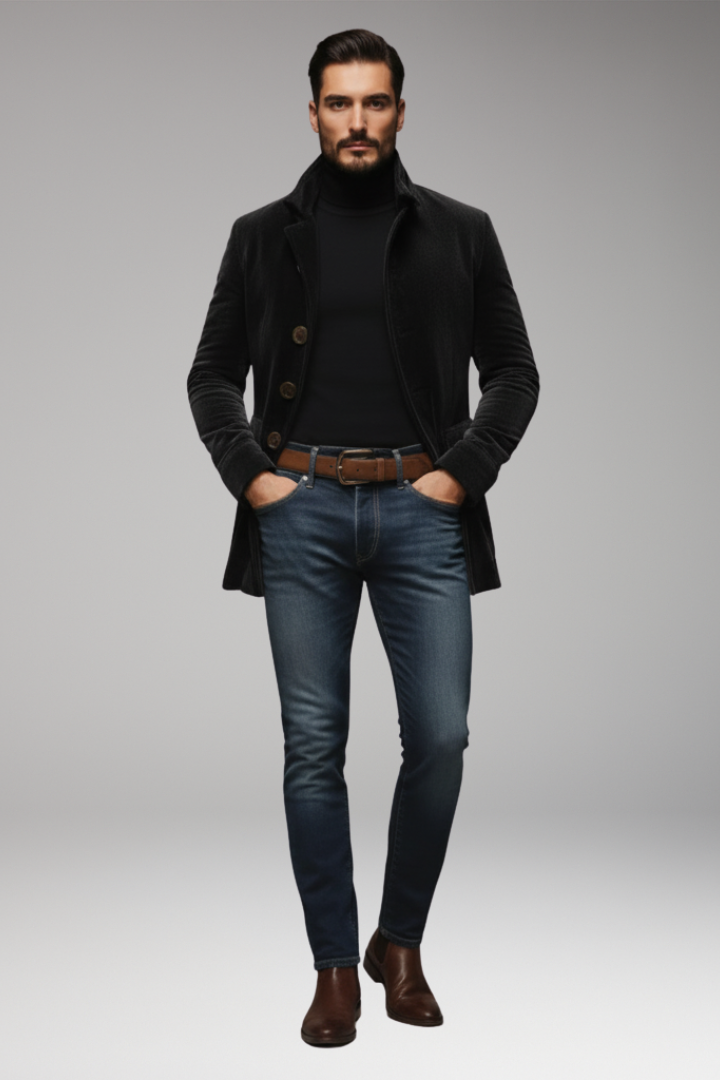 Men's Corduroy Jacket Button Front Collar