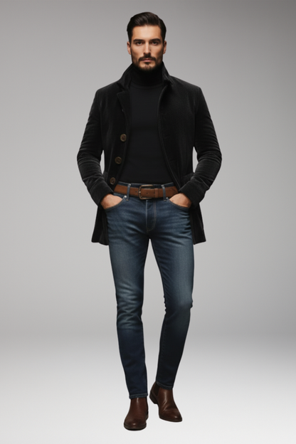 Men's Corduroy Jacket Button Front Collar