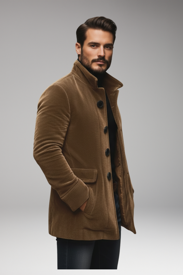 Men's Corduroy Jacket Button Front Collar